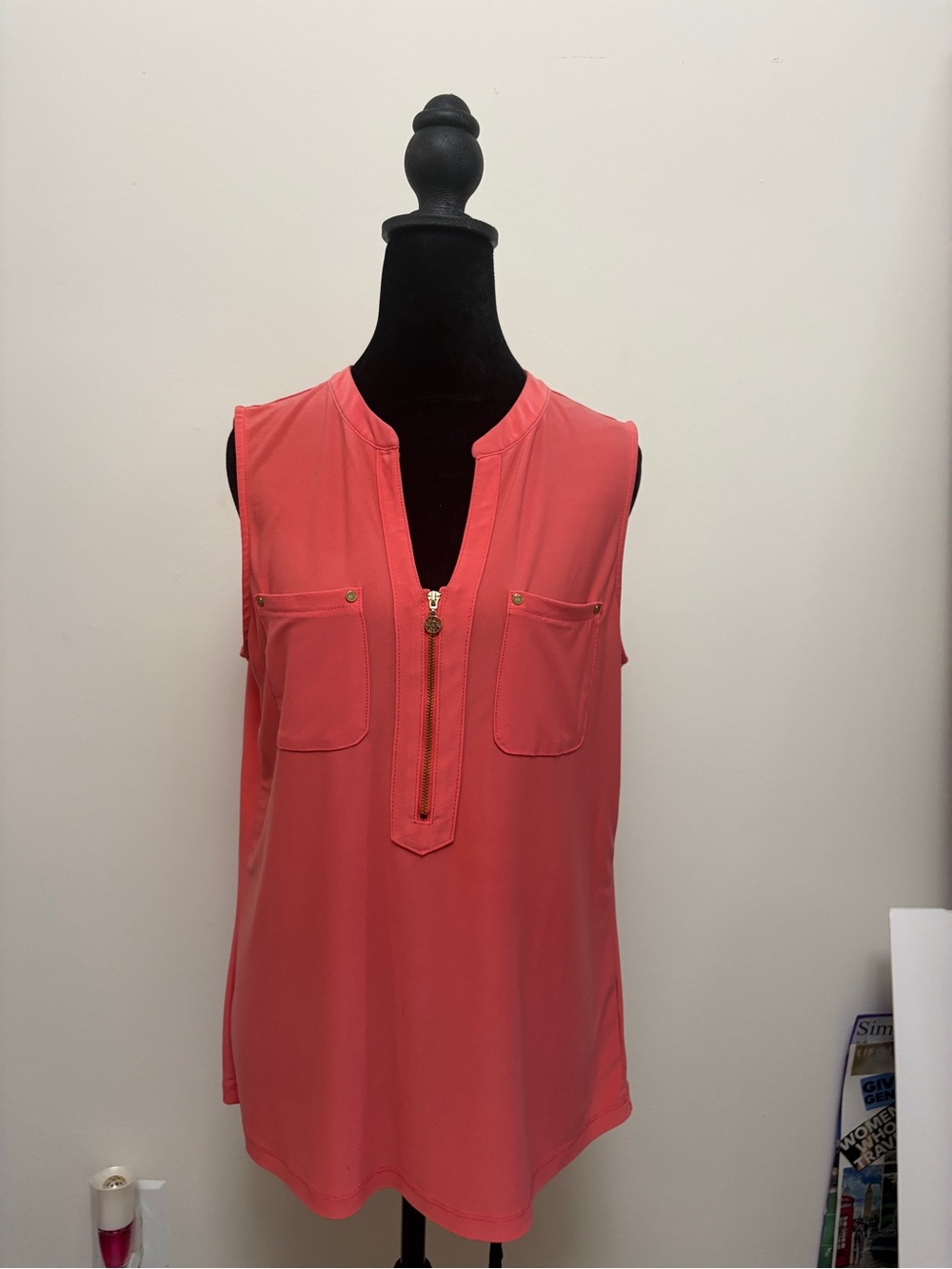 Anne Klein Coral Sleeveless Zip-Front Camisole